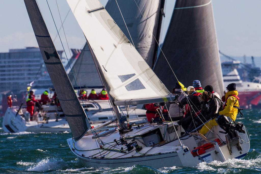 AWKR 2016 - Upwind leg with the Spirit of Tasmania in the background ©  Bruno Cocozza